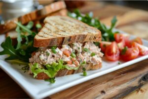 Deli-Sandwich mit Thunfischsalat und Tomaten