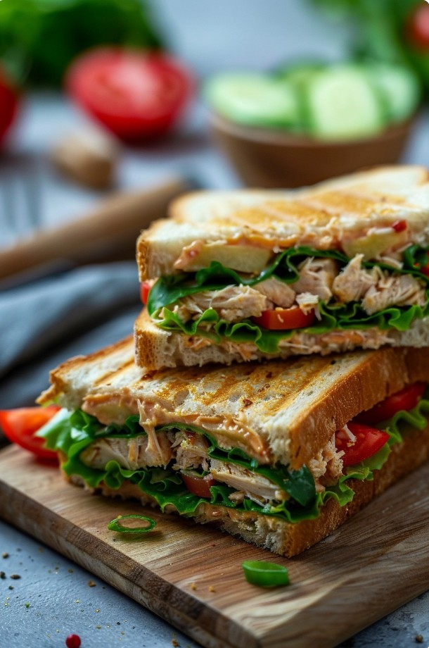 Домашній делі сендвіч з тунцем і помідорами