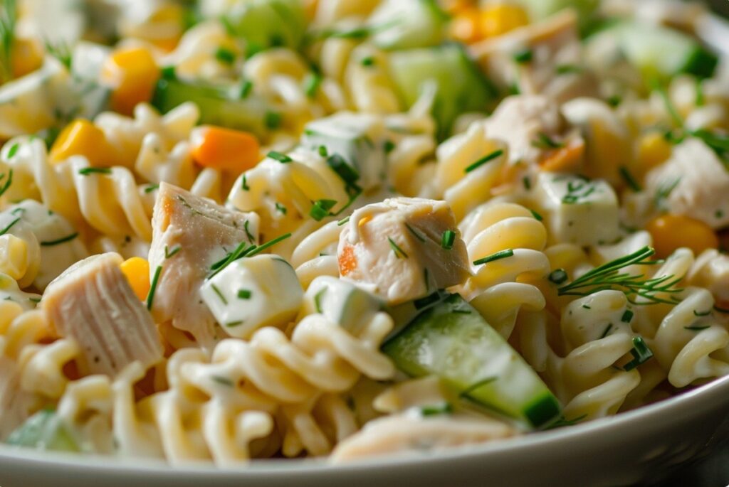 Homemade chicken pasta salad