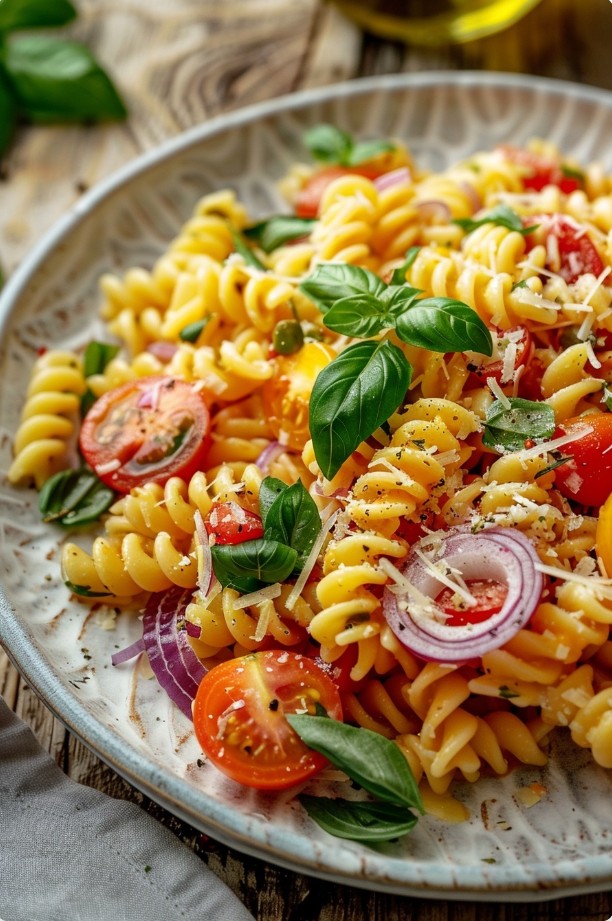 Домашній Nudelsalat у великій мисці