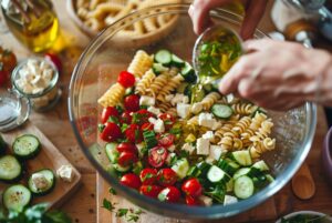 Домашній салат з пастою та овочами