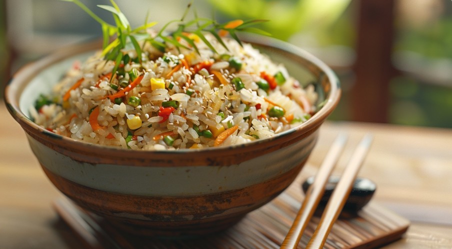 Домашня азійська кухня Готова проста страва рис з овочами