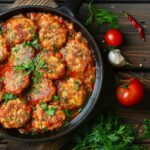 Гречаники з фаршем у томатно-сметанному соусі