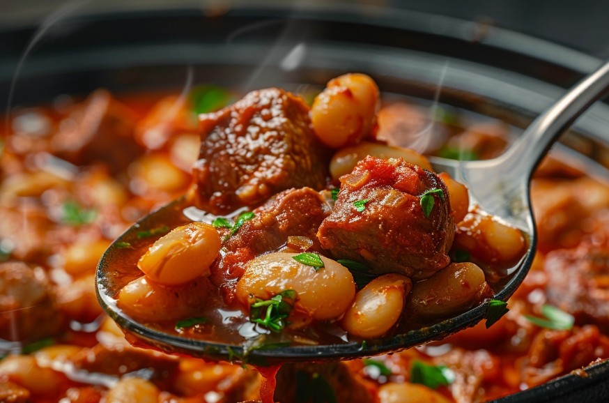 Густа тушкована свинина з білою квасолею