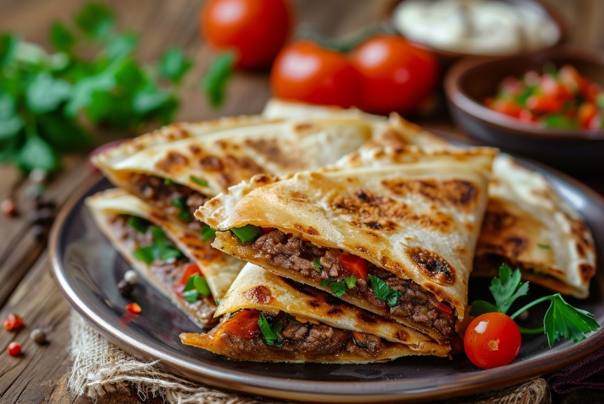 Хрусткий чебурек з тортильї з яловичиною