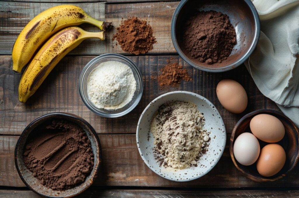 Інгредієнти для приготування бананового хліба з какао
