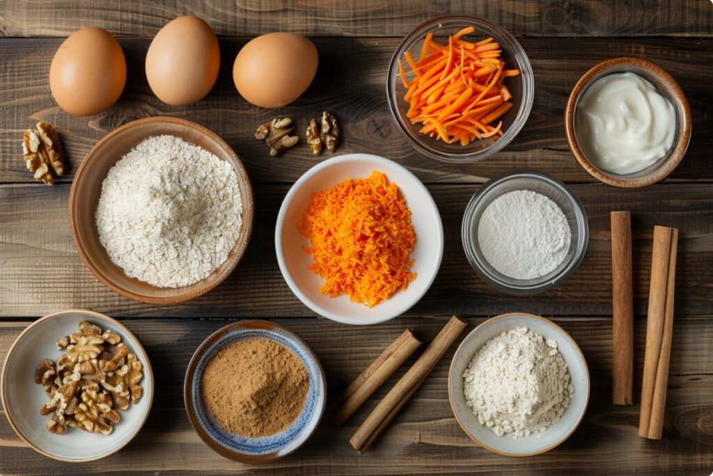 Zutaten für Möhrenkuchen mit Hafermehl