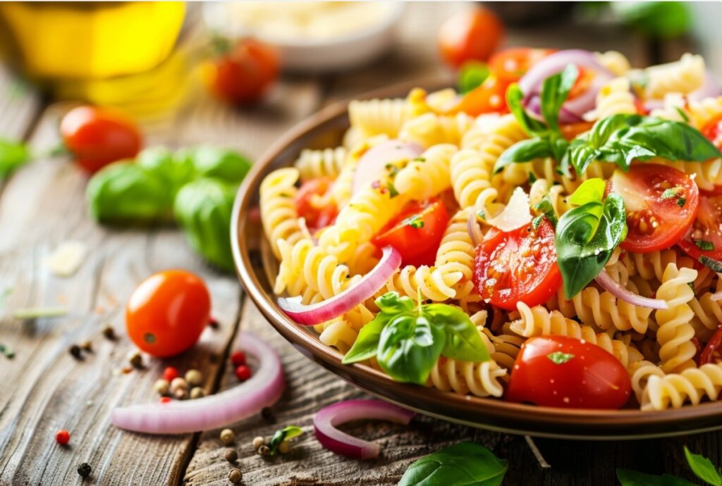 Італійський салат з макаронами та оливковою олією