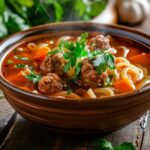 Італійський суп з фрикадельками та пастою