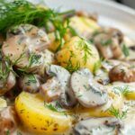 Kartoffeln mit Pilzen in Sauerrahm (aus der Pfanne)