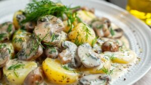 Картопля з грибами у сметані