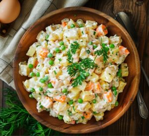 Traditional Olivier Salad with Meat