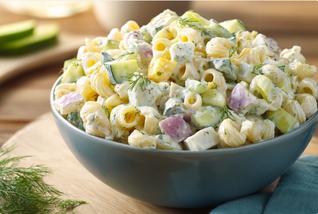 Класичний салат з пастою та огірками