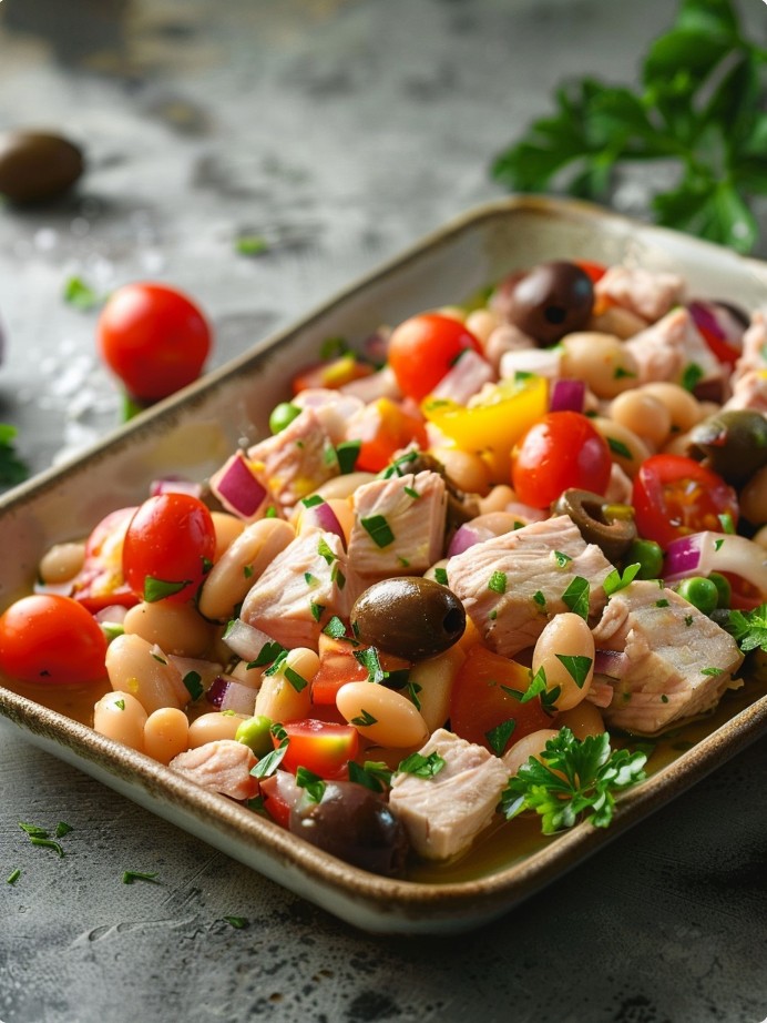 Класичний салат з тунцем і квасолею