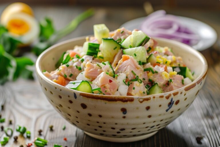 Lekka klasyczna sałatka z tuńczykiem i ogórkiem (bez majonezu) — Sałatki