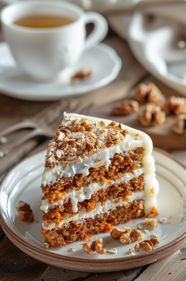 Saftiger Möhrenkuchen mit Nüssen