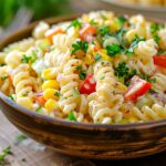 Кремовий салат з макаронами, кукурудзою та перцем