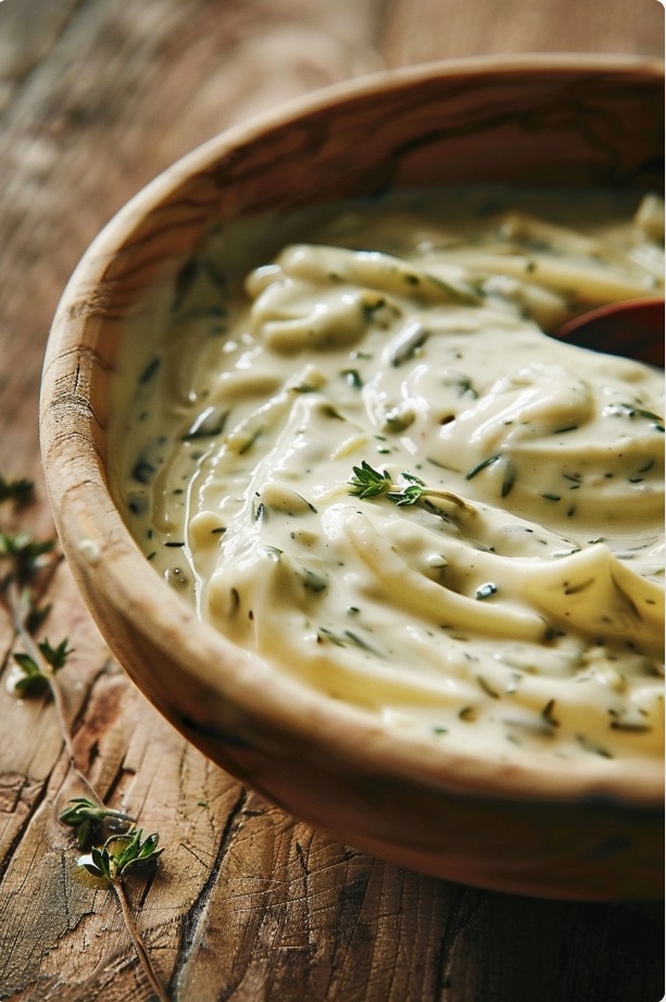 Kremowy sos do sałatki makaronowej – zbliżenie