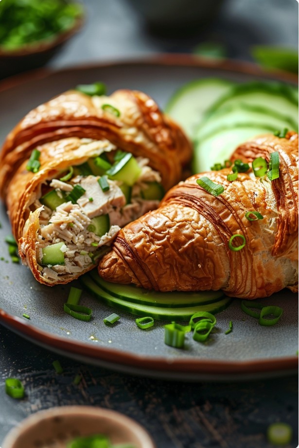 Круасан з тунцем, авокадо і йогуртовим соусом