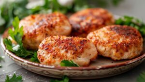 Курячі котлети з фаршу крупним планом із золотистою скоринкою