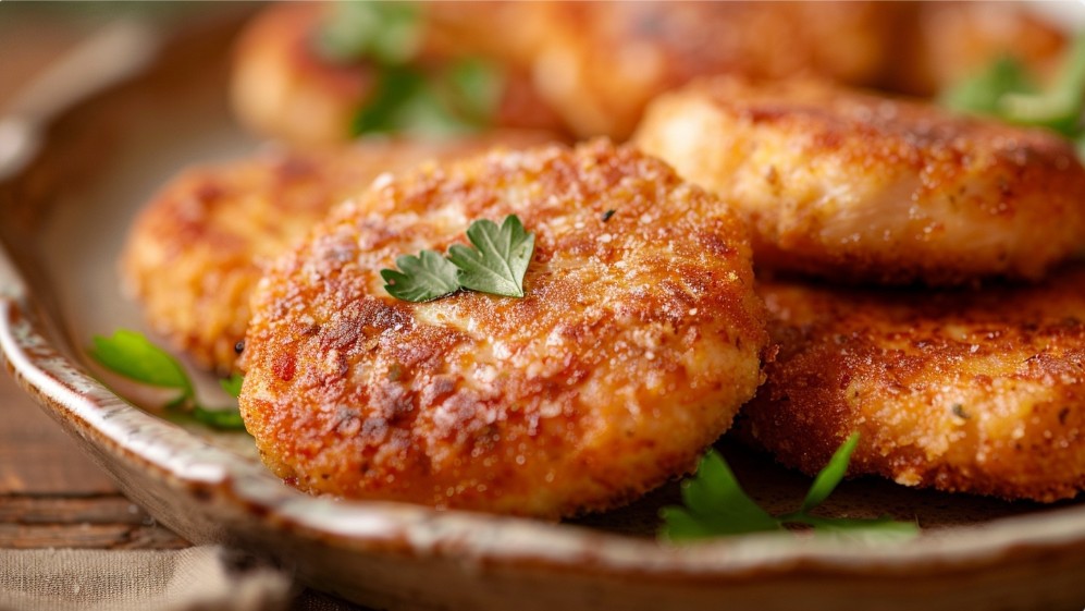 Курячі котлети з фаршу з хрусткою скоринкою на тарілці