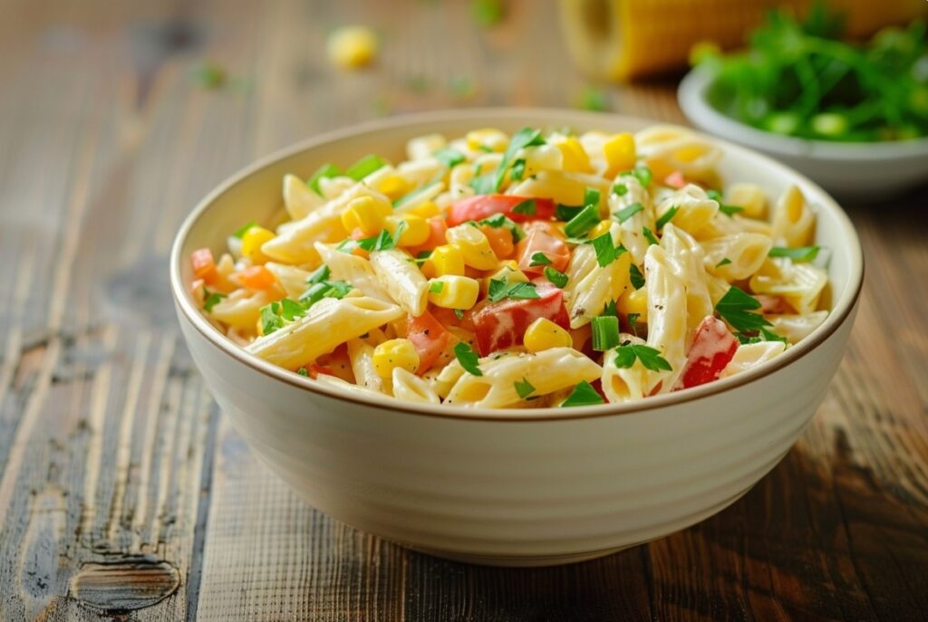 Легкий кремовий макаронний салат