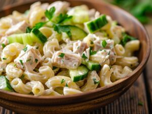 Легкий салат з пастою та копченою куркою для ланчу