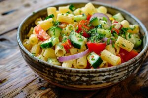 Легкий салат з пастою та овочами