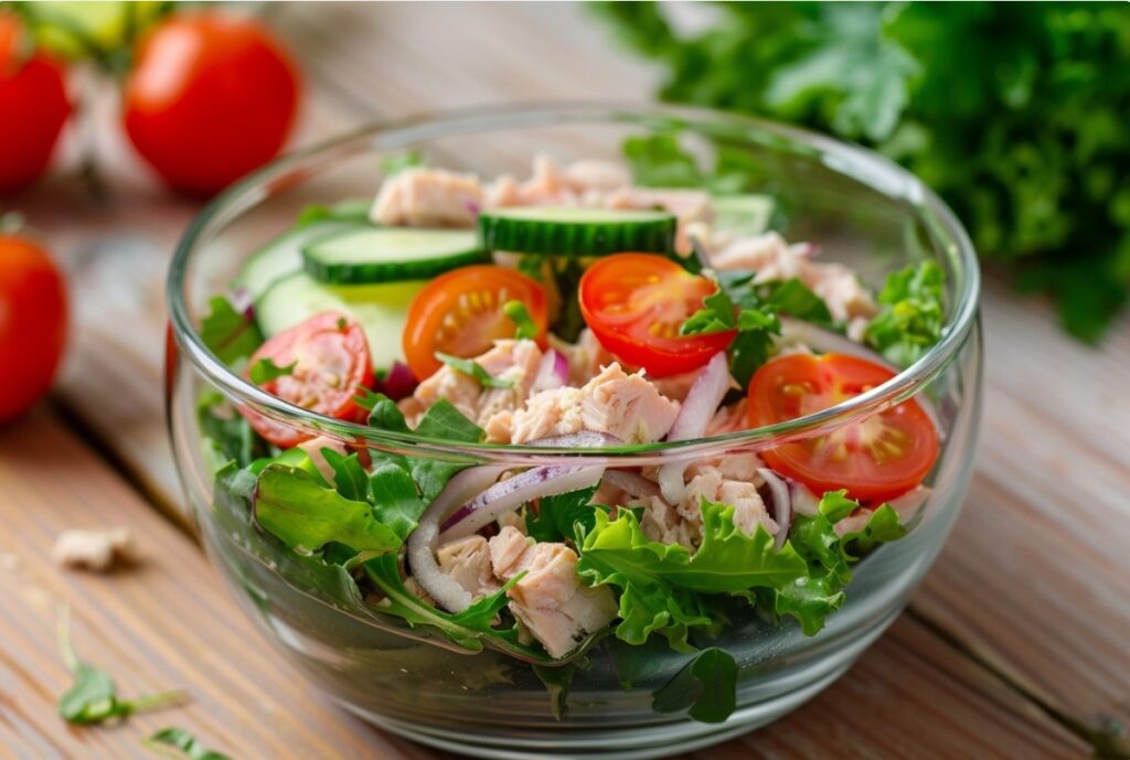 Light tuna salad with cucumber