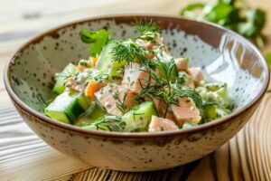 Lekka sałatka z tuńczykiem i ogórkiem bez majonezu