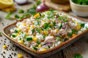 Lekka sałatka z tuńczykiem i ryżem bez majonezu