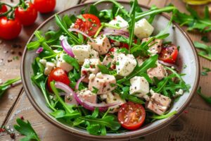 Легкий салат з тунцем і сиром фета