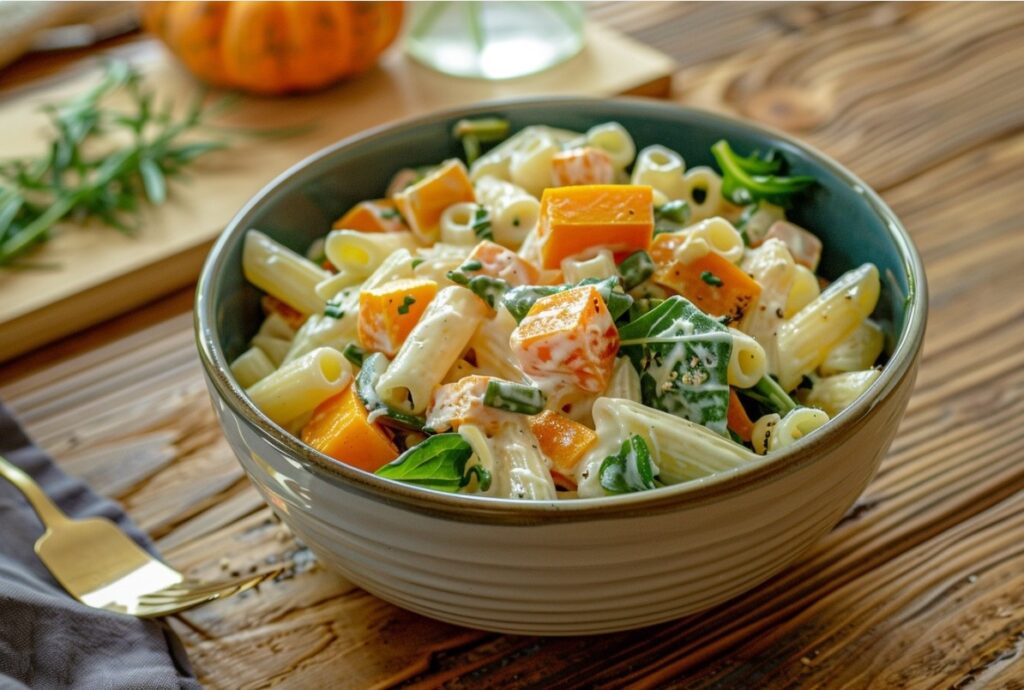 Sałatka makaronowa z bliska