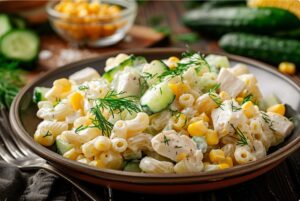 Макаронний салат з куркою без важкого соусу