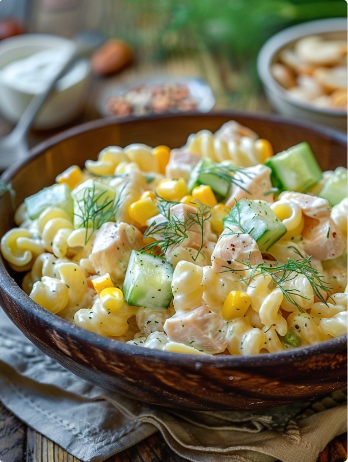 Макаронний салат з куркою для обіду