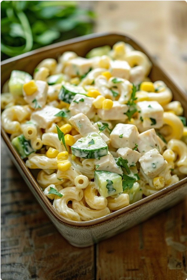 Chicken pasta salad with yogurt dressing