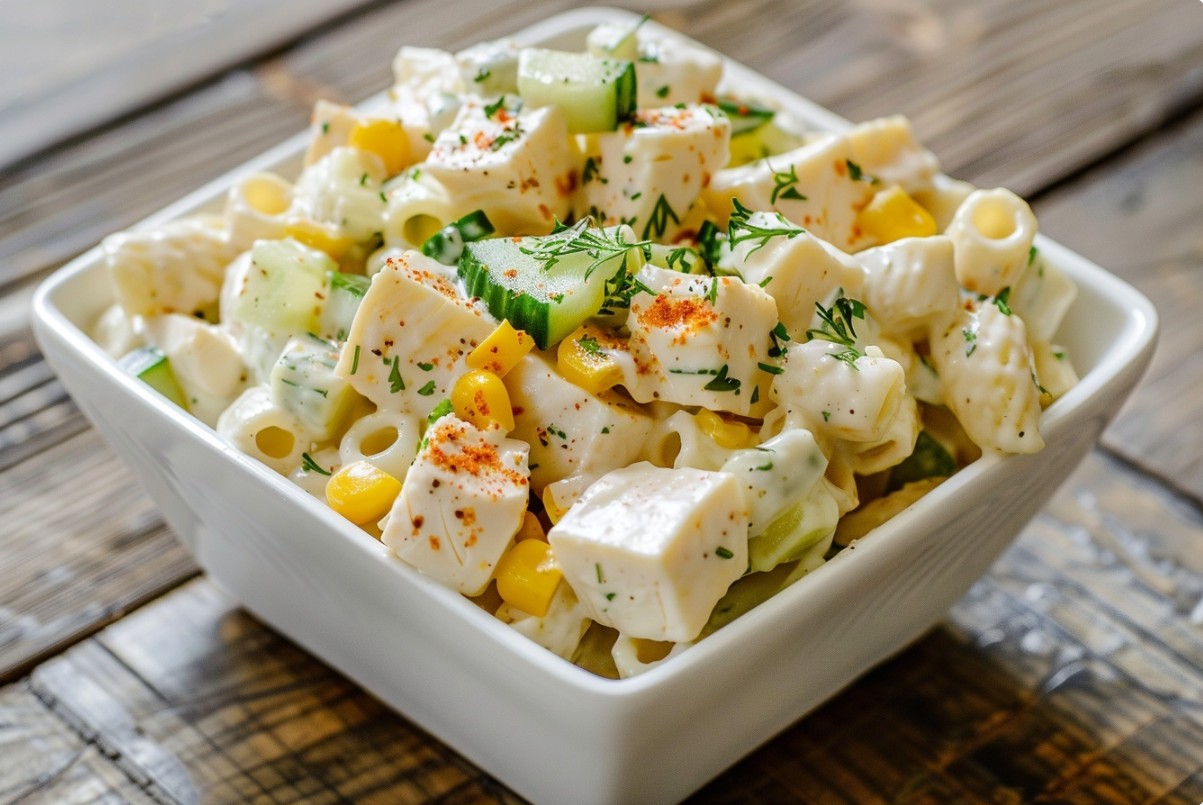 Макаронний салат з куркою і сиром