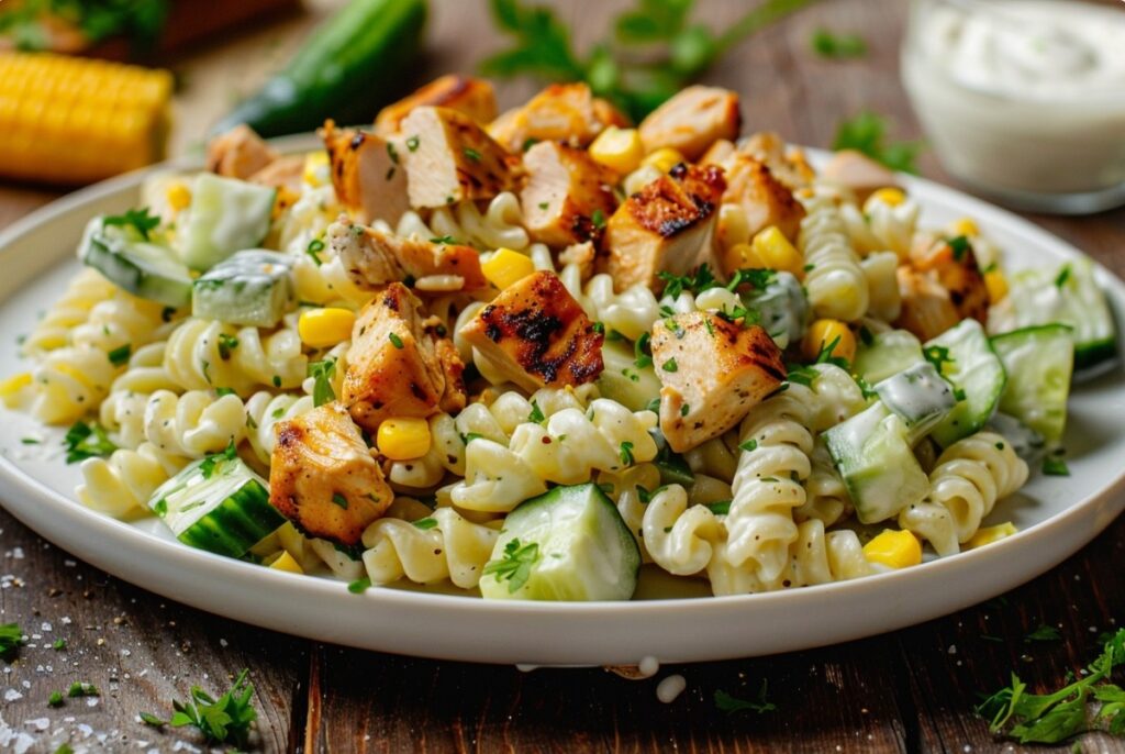 Макаронний салат з куркою та кукурудзою — швидкий рецепт