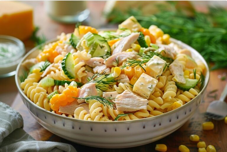 Chicken Pasta Salad with Cheese Cubes (Greek Yogurt Dressing) — Salads