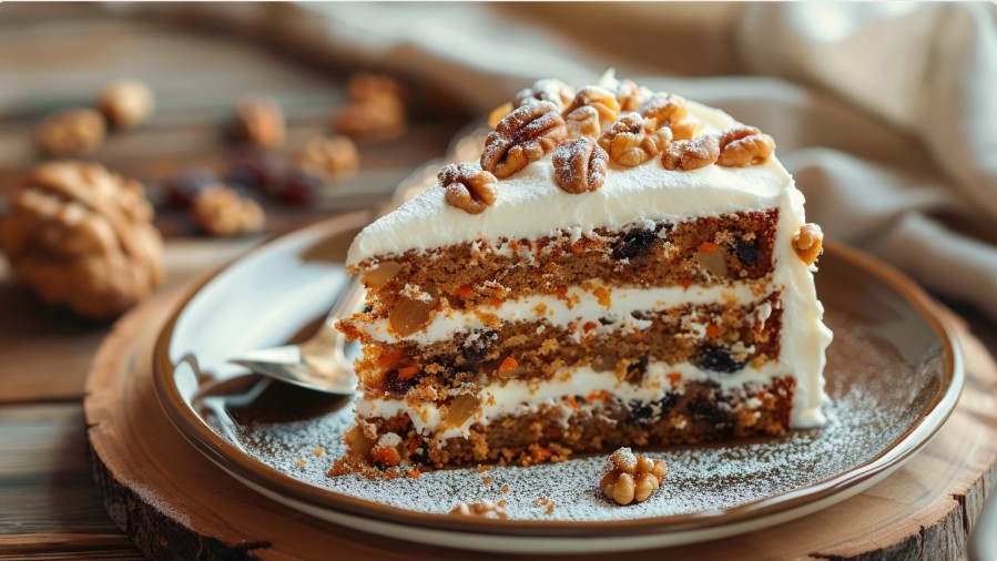 Морквяний пиріг з родзинками та горіхами легкий у приготуванні