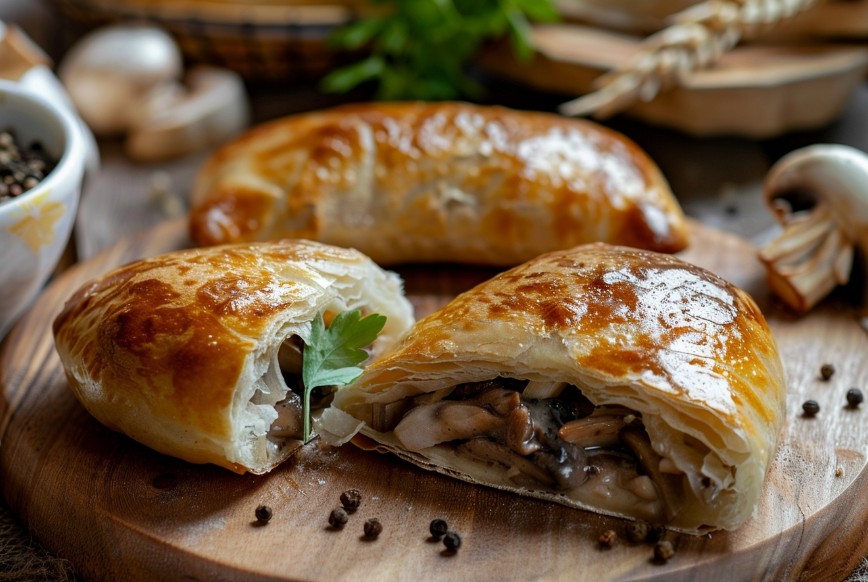 М’які пиріжки з грибами в духовці