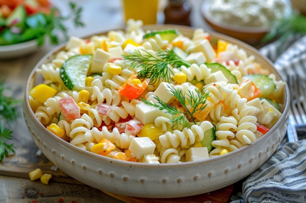 Ніжний салат з макаронами та сиром