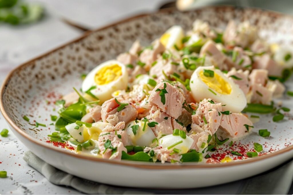 Ніжний салат з тунцем і зеленою цибулею