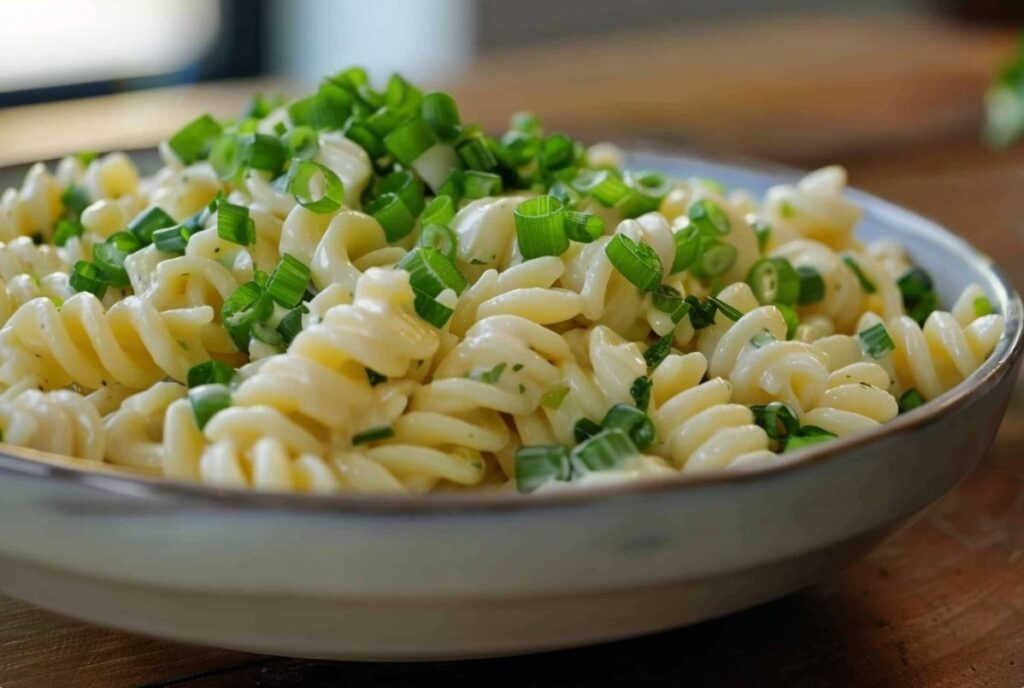 Nudelsalat із зеленою цибулею