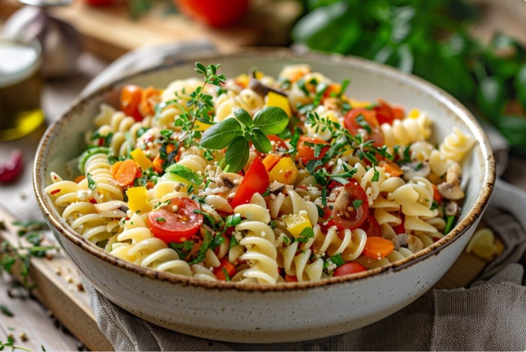 Nudelsalat на дерев’яному столі