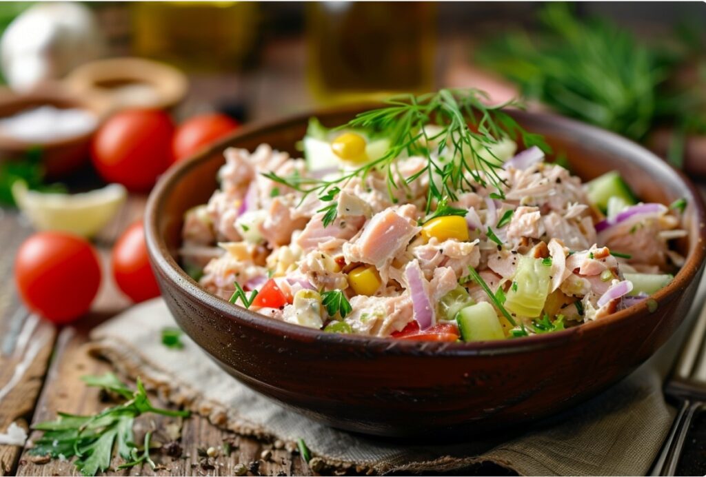 Оформлення салату з тунцем у домашніх умовах
