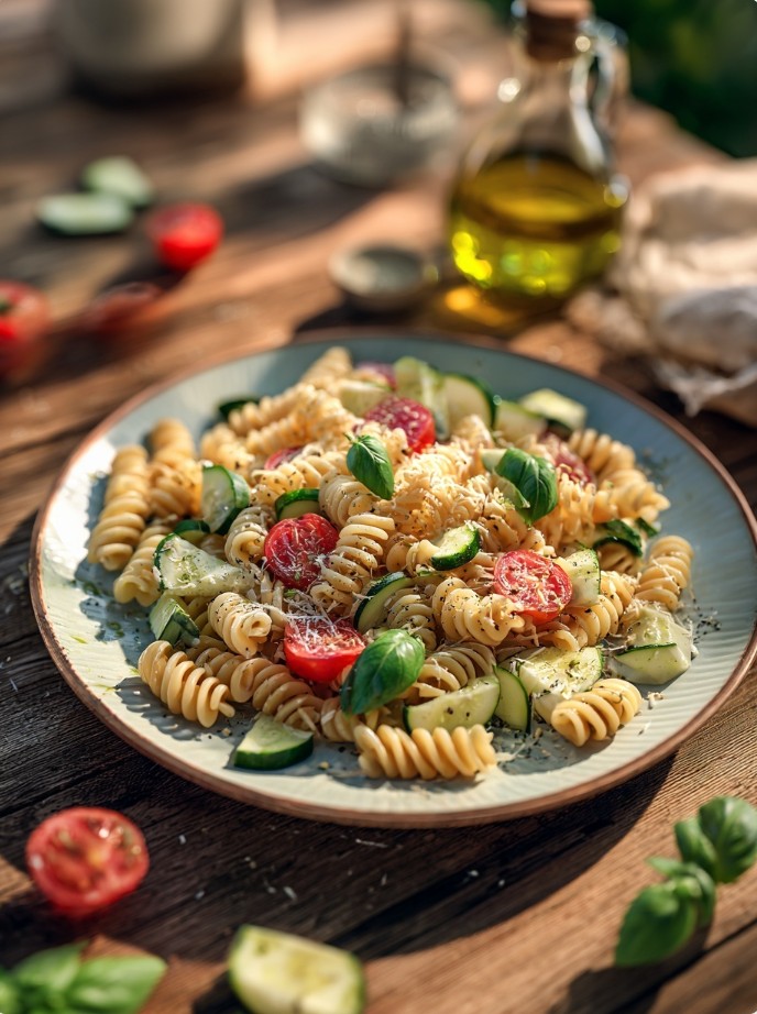 Освіжаючий макаронний салат з базиліком