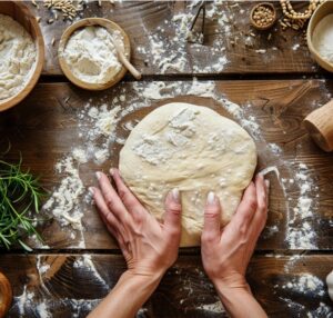 Перекладіть тісто на стіл і вимішуйте