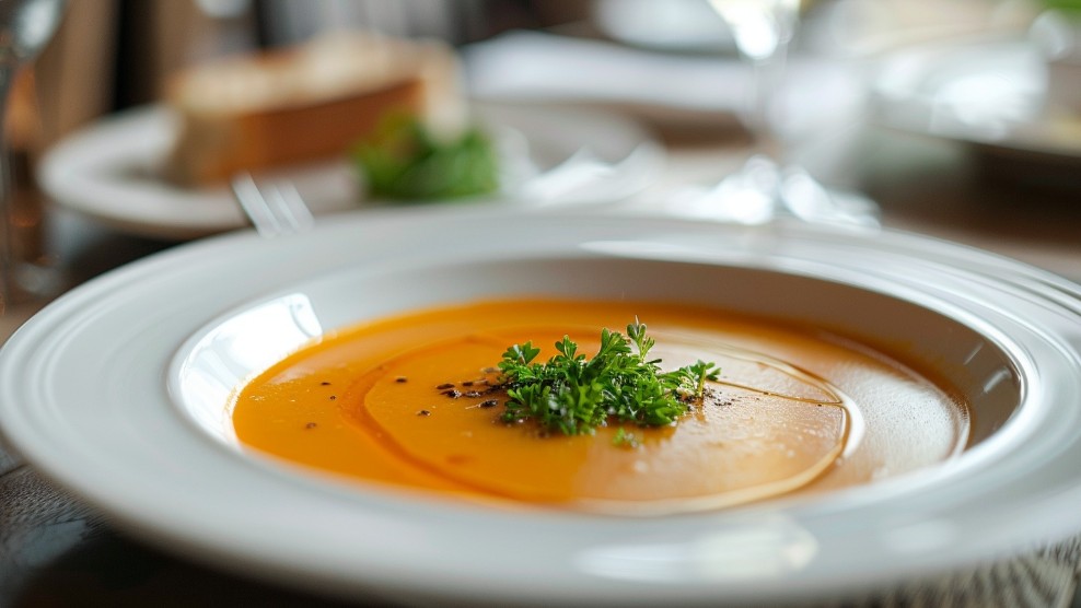 Подача дитячого супу у широкій мисці