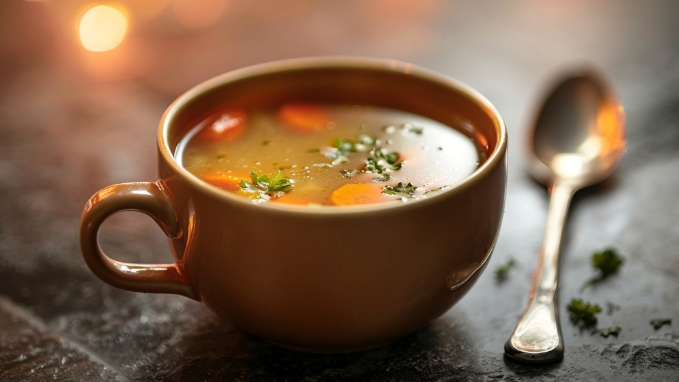 Подача супу для дитини у чашці з ручкою